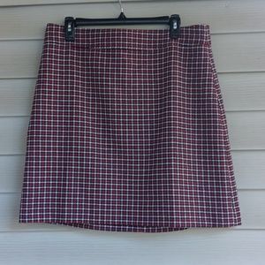 J. Crew Red, White and Black Houndstooth A-Line Skirt
